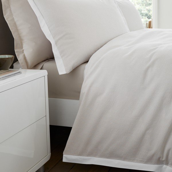 Kreminės spalvos iš medvilninio perkelio dvigulė patalynė 3 dalių 200x200 cm Seersucker Woven Stripe – Bianca-image-4