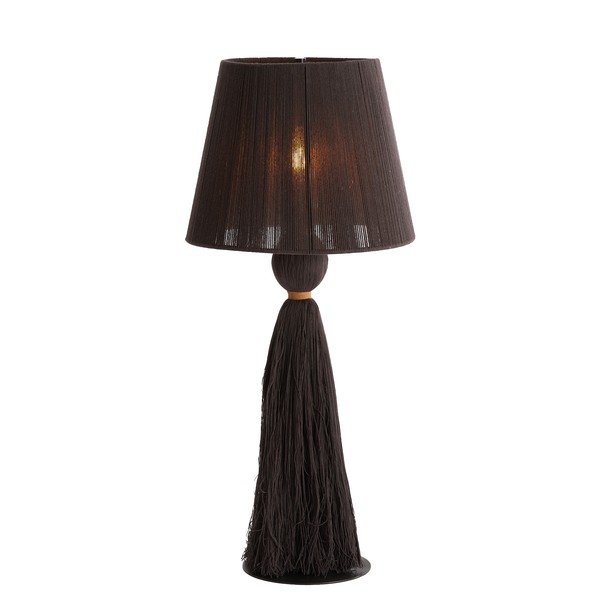 Tamsiai rudos spalvos stalinis šviestuvas (aukštis 58 cm) su tekstiliniu gaubtu Espino – Light & Living-image-2