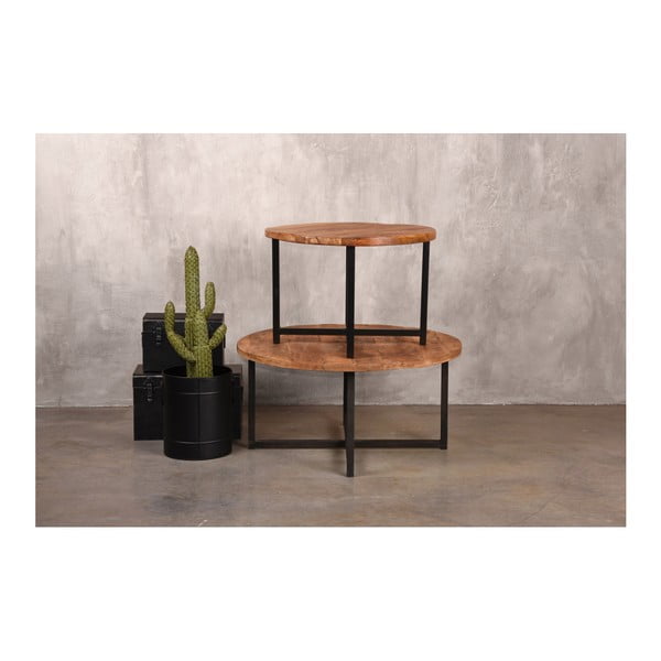 Juodas žurnalinis staliukas su medienos stalviršiu LABEL51 Dex, ⌀ 60 cm-image-2