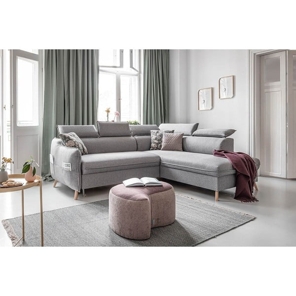 Sulankstoma kampinė sofa šviesiai pilkos spalvos (su dešiniuoju kampu) Sweet Harmony – Miuform-image-3