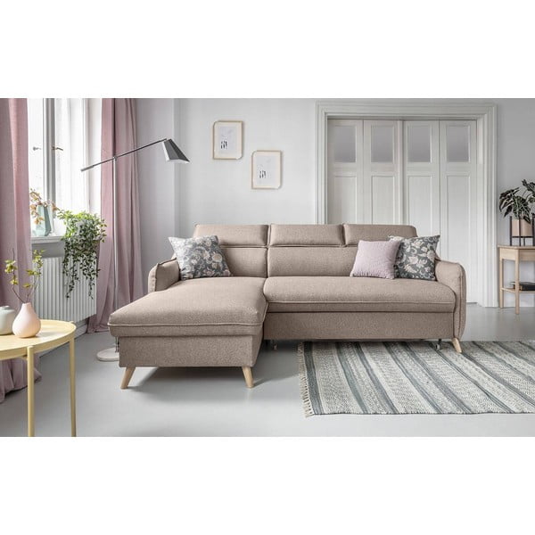 Sulankstoma kampinė sofa smėlio spalvos (su kairiuoju kampu) Sweet Harmony – Miuform-image-1
