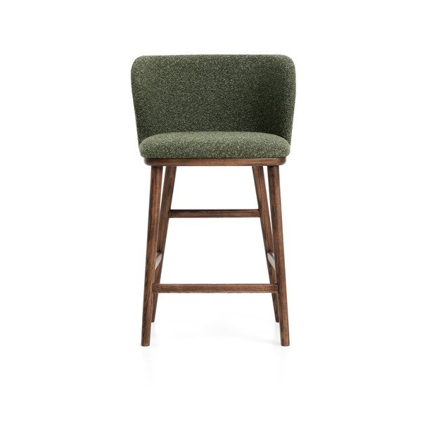 Tamsiai žalios spalvos iš audinio baro taburetė (sėdynės aukštis 65 cm) Ciselia – Kave Home-image-4
