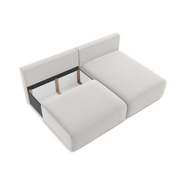 Šviesiai pilkos spalvos sulankstoma/su sandėliavimo vieta kampinė sofa iš velveto (su dešiniuoju kampu/su gultu) Kalena – Makamii-image-4