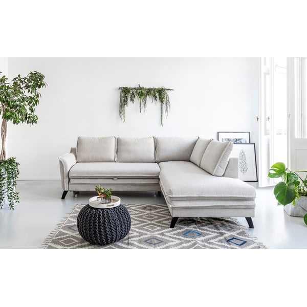 Šviesios smėlio spalvos sofa-lova Miuform Charming Charlie L, dešinysis kampas-image-1