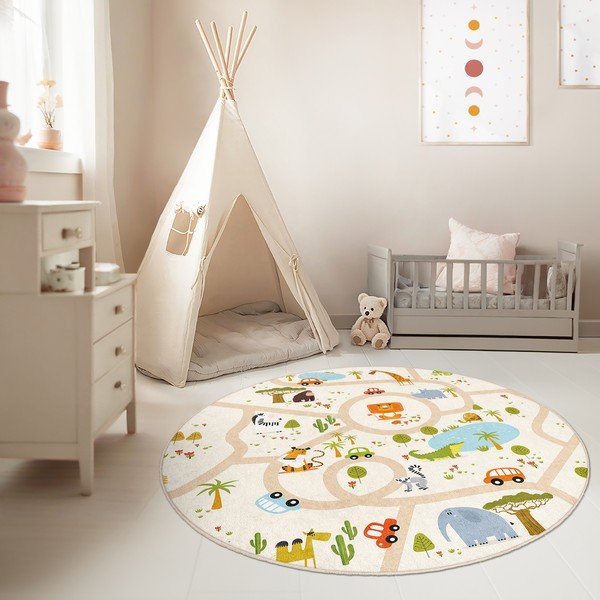 Skalbiamas vaikiškas žaidimų kilimas ø120 cm Savana Ride – Mila Home-image-2