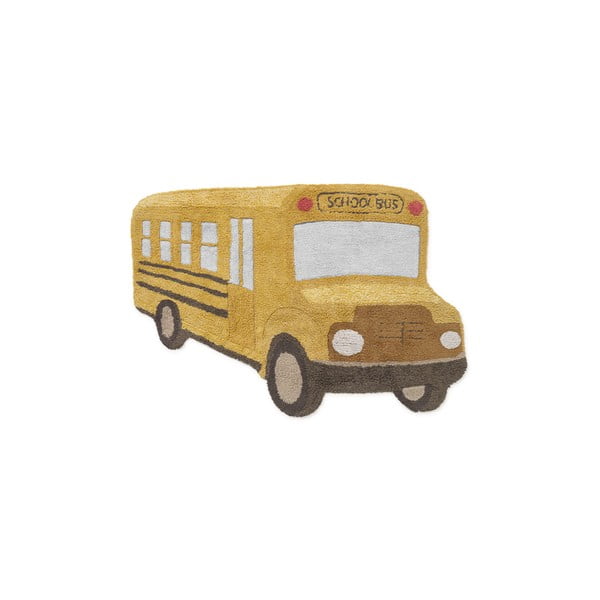 Skalbiamas/rankų darbo ochros spalvos iš medvilnės vaikiškas kilimas 90x130 cm School Bus – Lorena Canals