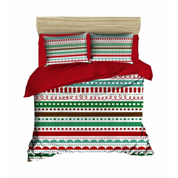 Kalėdinė dvivietės lovos patalynė su paklode Nina, 160 x 220 cm