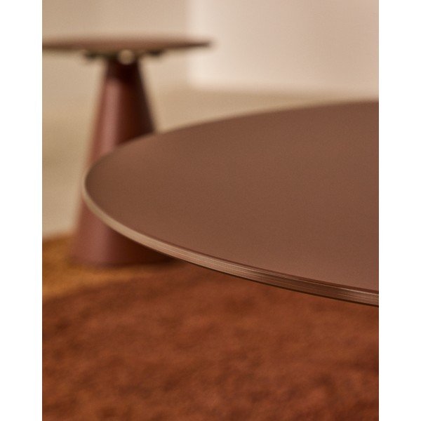 Terakotos spalvos apvalios formos kavos staliukas su stikliniu stalviršiu ø 80 cm Wilshire – Kave Home-image-4