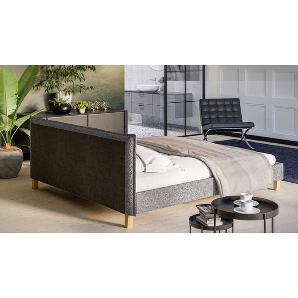 Pilka minkšta dvigulė lova su grotelėmis 180x200 cm Tina - Ropez-image-3