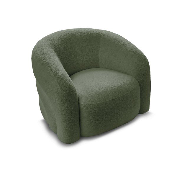 Žalios spalvos pasukamas krėslas iš boucle Elina – Bobochic Paris-image-3
