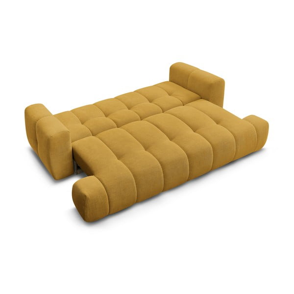 Garstyčių spalvos sulankstoma/su sandėliavimo vieta sofa 251 cm Fuji – Bobochic Paris-image-4