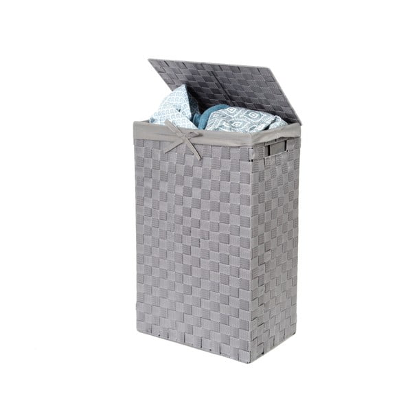 Pilkas skalbinių krepšys su dangčiu Compactor Compactor Laundry Basket Linen, aukštis 60 cm-image-2