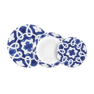 18 dalių mėlynos ir baltos spalvos porcelianinių indų rinkinys Villa Altachiara Vietri