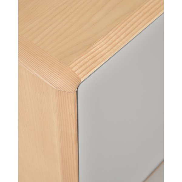 Pilkos spalvos/natūralios spalvos šoninė spintelė iš uosio 99x78,5x42 cm Anielle – Kave Home-image-4