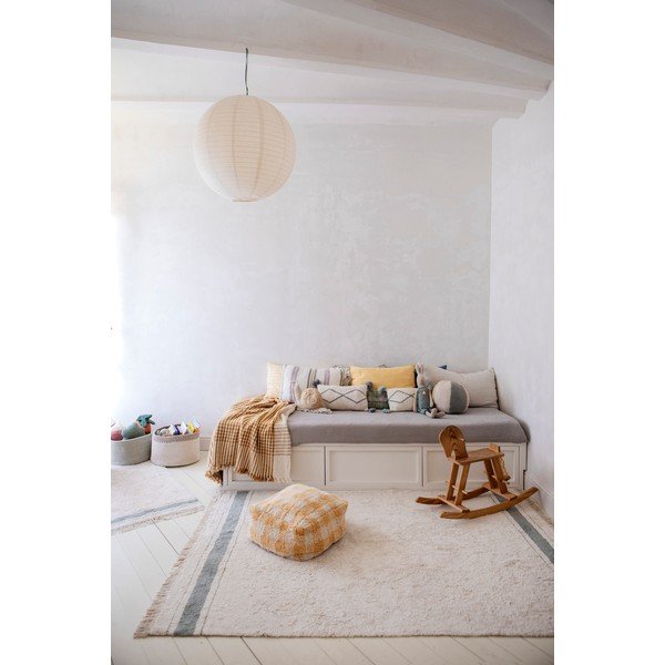 Skalbiamas/rankų darbo iš medvilnės kilimas mėlynos spalvos/kreminės spalvos 140x200 cm Gastro Vintage Blue – Lorena Canals-image-3