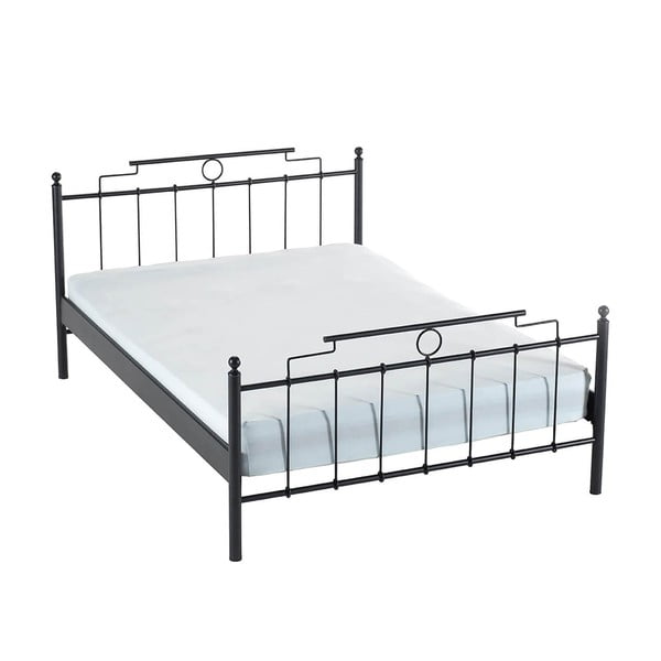 Iš metalo dvigulė lova juodos spalvos su lovos grotelėmis 140x200 cm Hatkus – Kalune Design