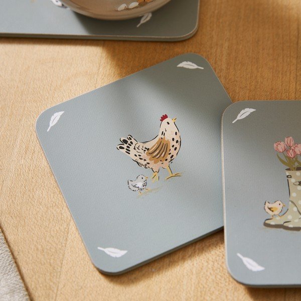 Pilkos spalvos iš kamščio padėkliukai 4 vnt. Hen House Lane – Cooksmart ®-image-3
