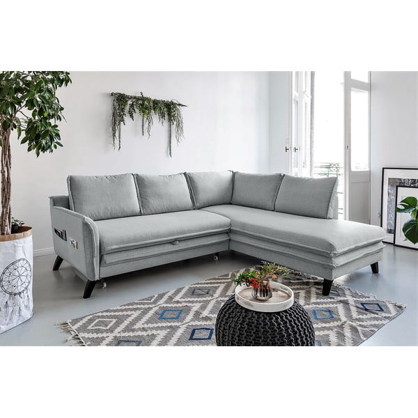 Šviesios pilkos spalvos sofa-lova Miuform Charming Charlie L, dešinysis kampas-image-3