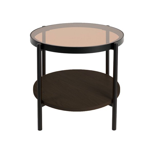 Apvalios formos šoninis stalas su stikliniu stalviršiu ø 48 cm Hassel – Unique Furniture