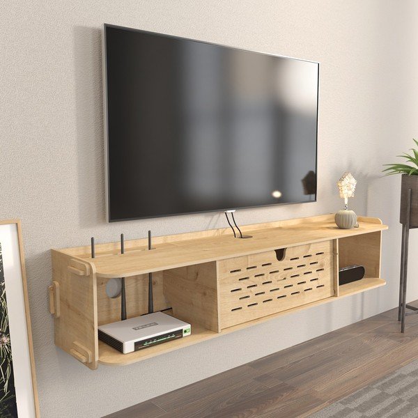 Natūralaus ąžuolo TV staliukas 116,5x19,5 cm Sima - Kalune Design-image-1