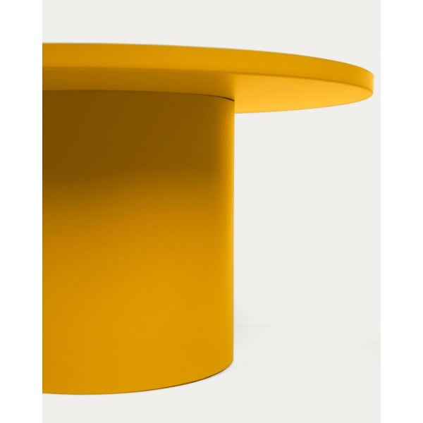 Garstyčių spalvos iš metalo apvalios formos kavos staliukas ø 72 cm Fleksa – Kave Home-image-1