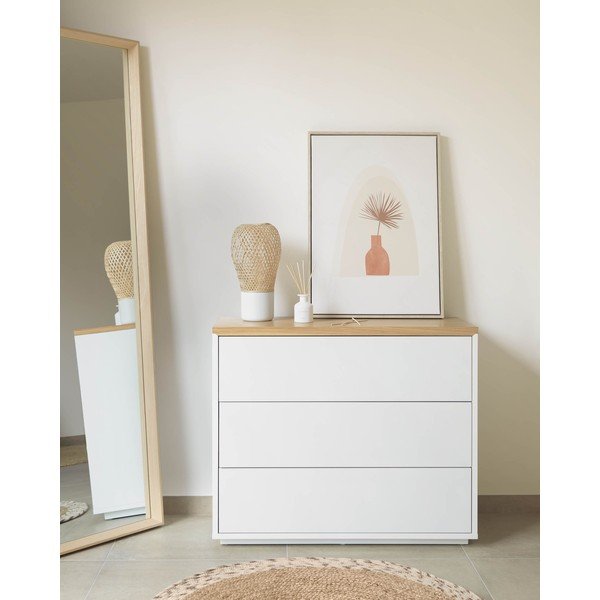 Žema šoninė spintelė baltos spalvos 90x75 cm Abilen – Kave Home-image-1