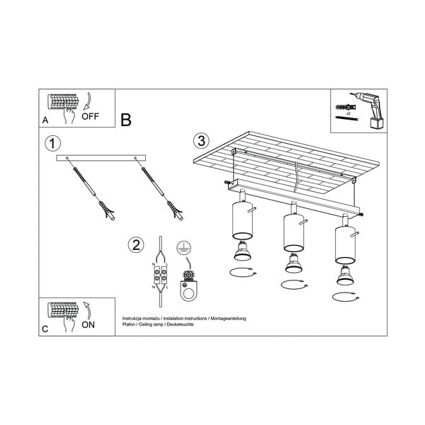 Pilkas lubinis šviestuvas Sollux Etna, ilgis 45 cm-image-4