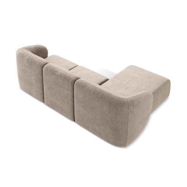 Šviesiai rudos spalvos kampinė sofa iš šenilinio audinio (su kairiuoju kampu/su gultu) Lani – Makamii-image-3