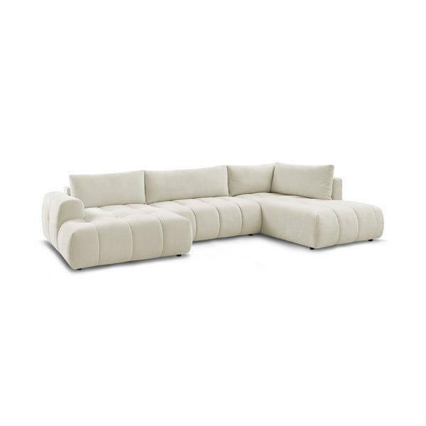Smėlio spalvos sulankstoma/su sandėliavimo vieta kampinė sofa (su dešiniuoju kampu/„U“ formos) Fuji – Bobochic Paris-image-3