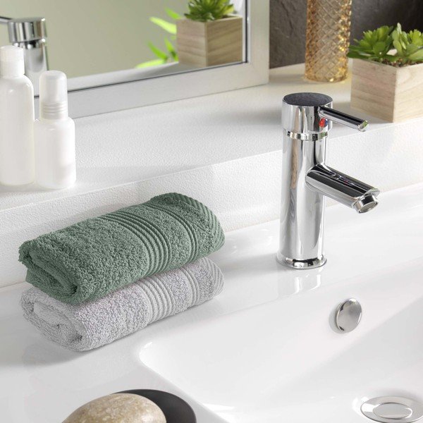 Šalavijo spalvos iš frote audinio iš medvilnės rankšluostis 30x50 cm Tendresse – douceur d'intérieur-image-1