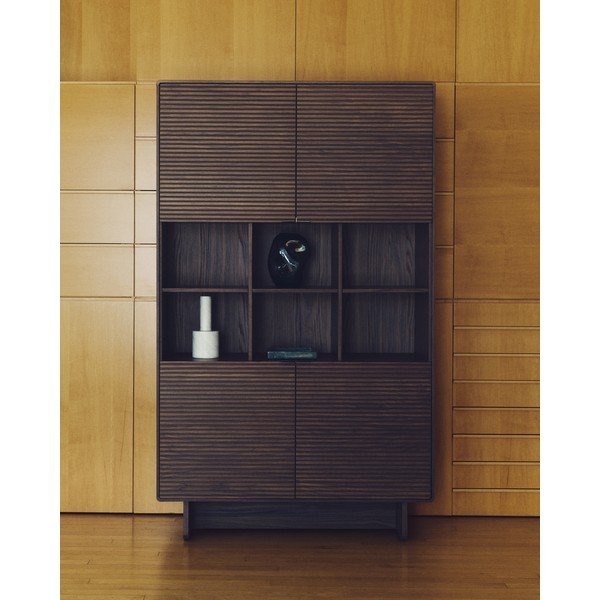 Tamsiai rudos spalvos spintelė iš riešutmedžio 100x163x40 cm Norlen – Kave Home-image-3