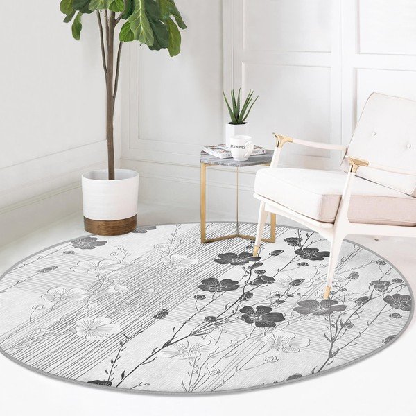 Skalbiamas/robotiniams dulkių siurbliams apvalios formos kilimas pilkos spalvos ø 80 cm Comfort – Mila Home-image-2