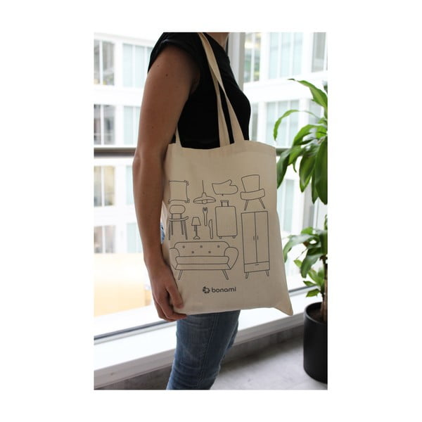 Kreminės spalvos drobės krepšys Bonami-image-3