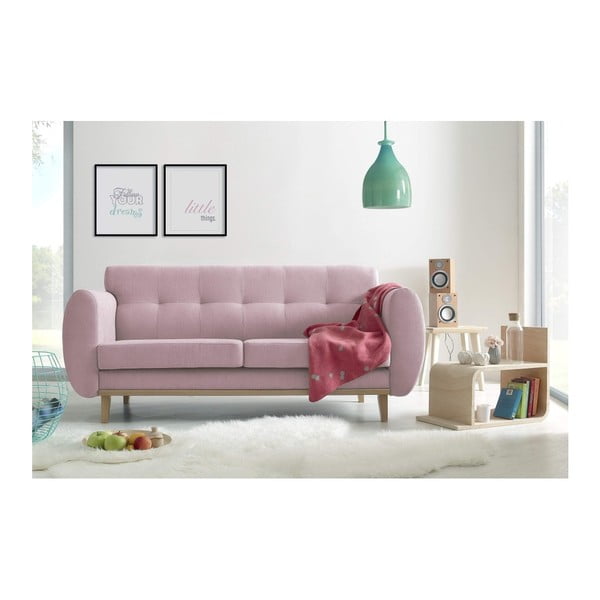 Šviesiai rožinė dviejų vietų sofa "Bobochic Paris Viking