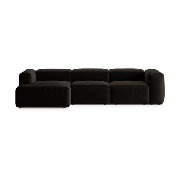 Juodos spalvos kampinė sofa (su kairiuoju kampu/su gultu) Bergamo – Cosmopolitan Design