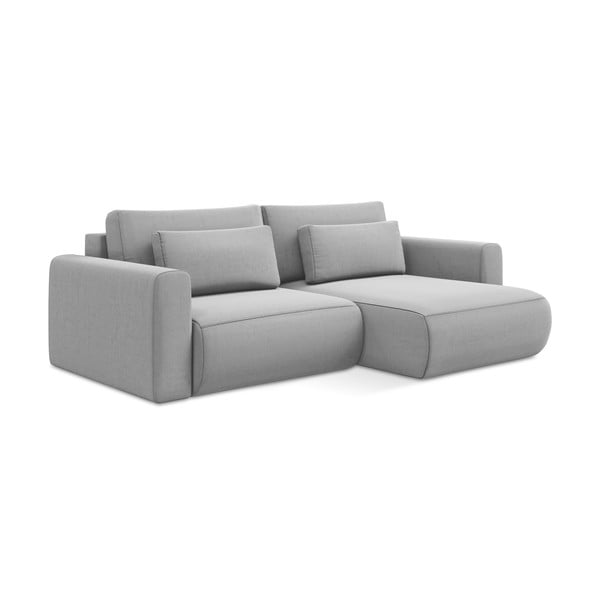 Šviesiai pilkos spalvos iš velveto sulankstoma/su sandėliavimo vieta kampinė sofa (su dešiniuoju kampu/su gultu) Kapua – Makamii-image-3