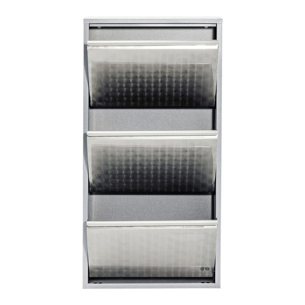 Sidabro spalvos metalinė batų lentyna "Kare Design Caruso-image-1
