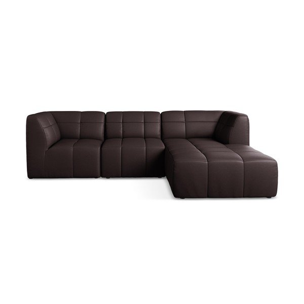 Tamsiai violetinės spalvos iš dirbtinės odos kampinė sofa (su dešiniuoju kampu/su gultu) Aloha – Makamii