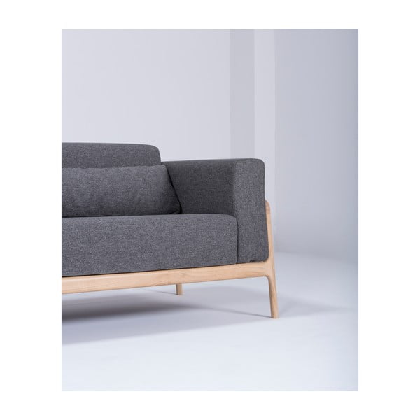 Tamsiai pilka sofa su ąžuolo konstrukcija Gazzda Fawn, 210 cm-image-4