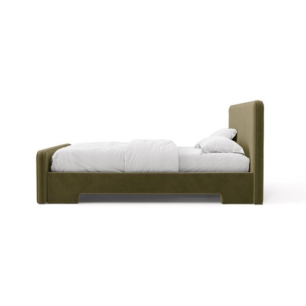 Šviesiai žalios spalvos dvigulė lova audiniu dengta su lovos grotelėmis 160x200 cm Eda – Micadoni -image-3