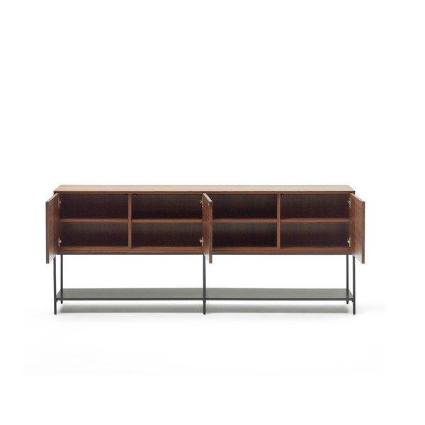 Žema šoninė spintelė natūralios spalvos iš riešutmedžio 195x80 cm Vedrana – Kave Home-image-2