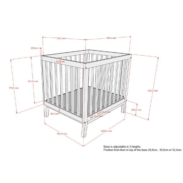 Smėlio spalvos iš pušies masyvo maniežas vaikams 95x75 cm Sezane – Vipack-image-3