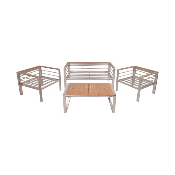 Iš metalo sodo poilsio baldų komplektas pilkos spalvos 4 žmonėms Florence – Garden Pleasure-image-3