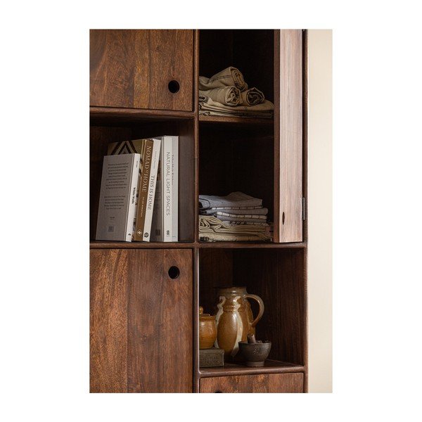 Tamsiai rudos spalvos spintelė iš mango masyvo 75x210x45 cm Staes – WOOOD-image-3