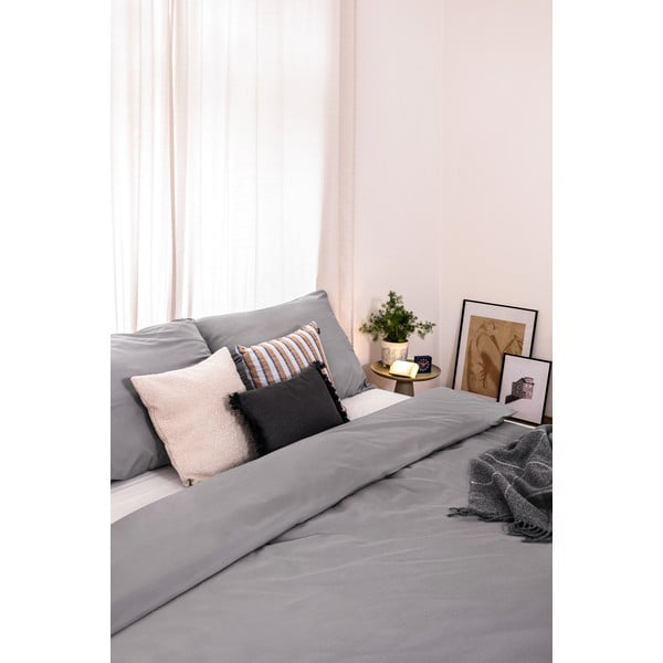 Iš mikrosatino dvigulė/itin ilga patalynė pilkos spalvos 200x220 cm Basic – Bonami Essentials-image-2