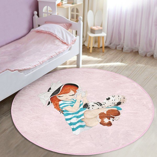 Vaikiškas kilimas rožinės spalvos ø 120 cm Comfort – Mila Home-image-2