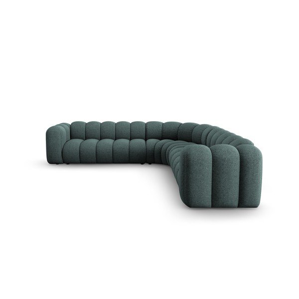 Turkio spalvos iš šenilinio audinio modulinė kampinė sofa Lupine – Micadoni -image-2