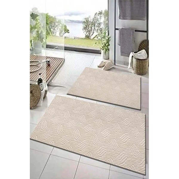 Smėlio spalvos vonios kilimėliai 2 vnt. 60x100 cm – Mila Home-image-1