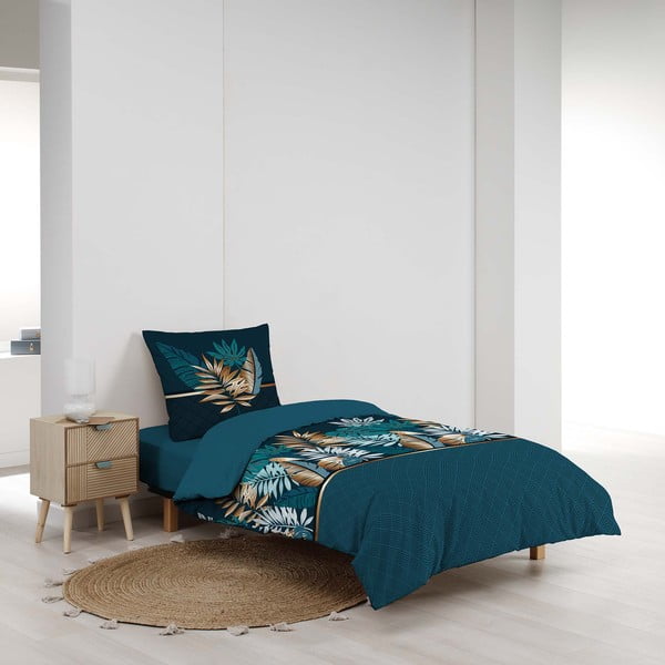 Iš medvilnės viengulė patalynė smaragdinės spalvos 140x200 cm Alianor – douceur d'intérieur-image-2