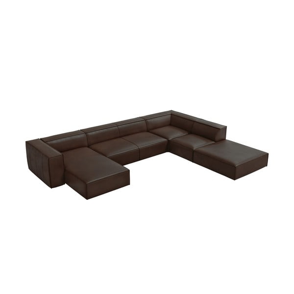Tamsiai ruda odinė kampinė sofa (dešinysis kampas) Madame - Windsor & Co Sofas-image-3